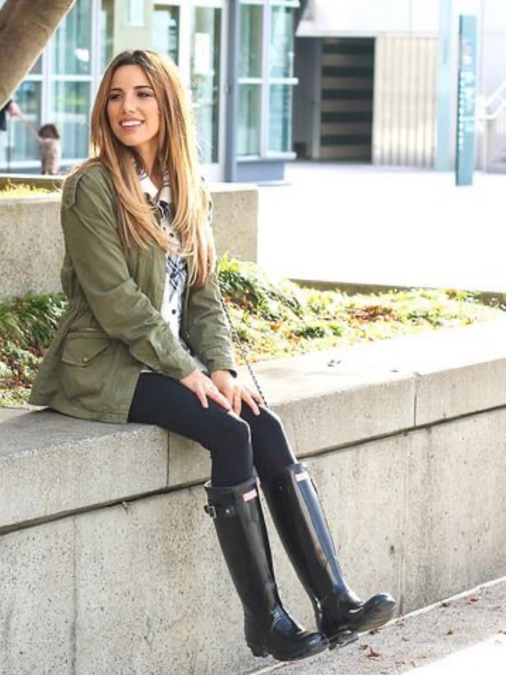 Hunter Glossy Black Tall Adjustable-Rivet Rain Boots